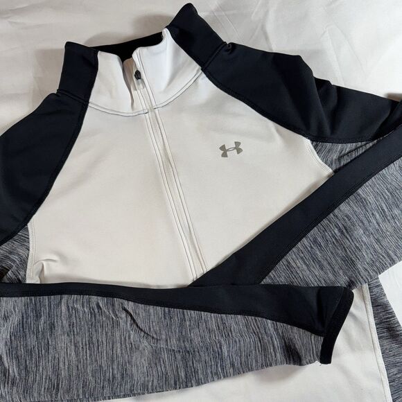 Under Armour Shirt Womens Cold Gear 1/2 Zip Mock Neck White XS - Picture 1 of 8